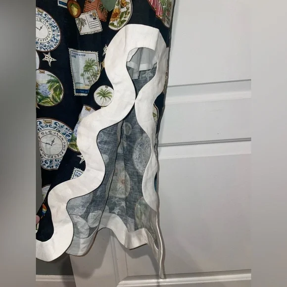 New! FARM RIO Souvenir Wave Midi Linen Dress 🧳☀️🌊 XS NWT! - Picture 15 of 16